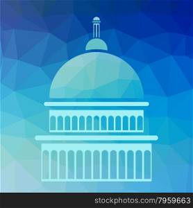 Capitol Silhouette Isolated on Blue Polygonal Background. Capitol Silhouette