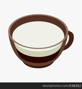 Cappuccino cup icon in isometric 3d style on a white background. Cappuccino cup icon, isometric 3d style