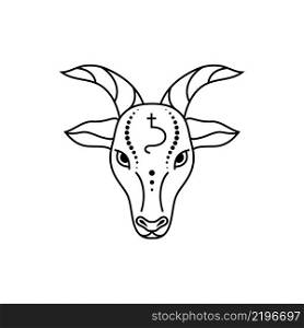 Capricorn zodiac sign in line art style on white background.