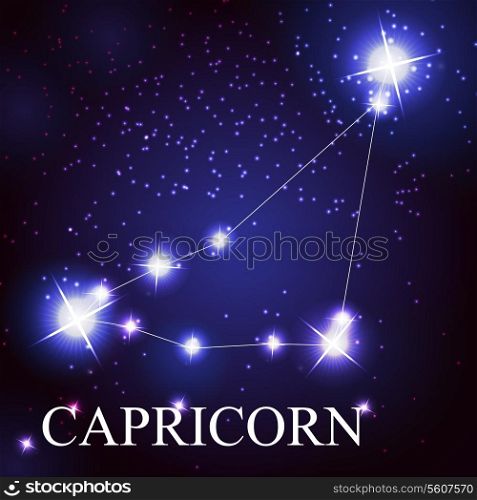 Capricorn zodiac sign of the beautiful bright stars on the background of cosmic sky