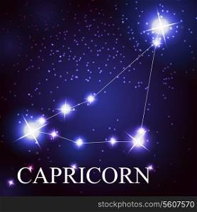 Capricorn zodiac sign of the beautiful bright stars on the background of cosmic sky