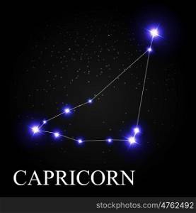 Capricorn Zodiac Sign with Beautiful Bright Stars on the Background of Cosmic Sky Vector Illustration EPS10. Capricorn Zodiac Sign with Beautiful Bright Stars on the Backgro