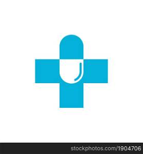 capsule and cross medical logo concept