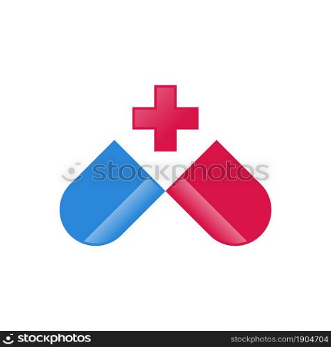 capsule and medical cross logo concept