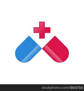 capsule and medical cross logo concept