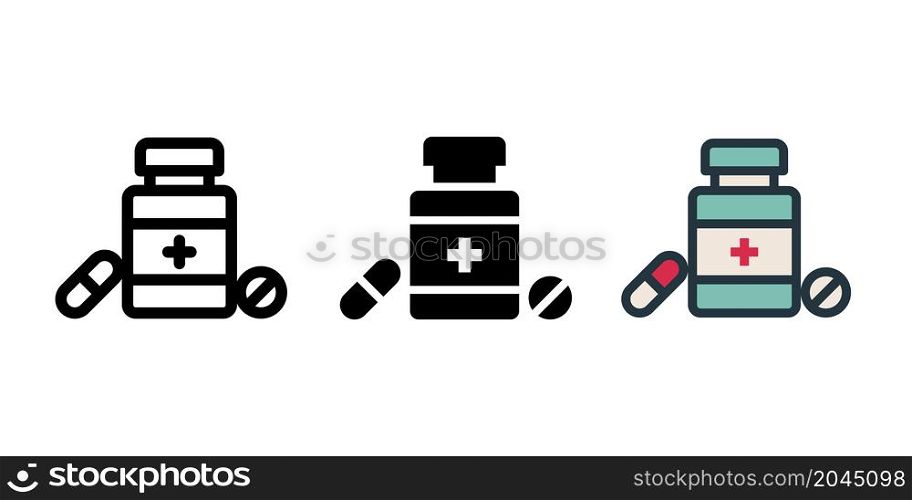 capsule bottle icon vector designed in different style