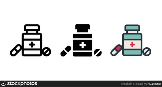 capsule bottle icon vector designed in different style