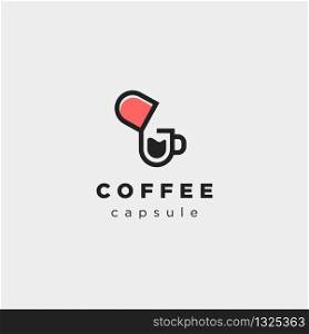 Capsule Coffee Cup logo template Vector design illustration. Capsule Coffee Cup logo template Vector design