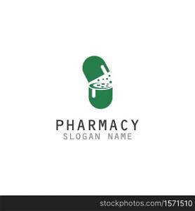 Capsule Drug vector logo creative for Pharmacy Graphic design