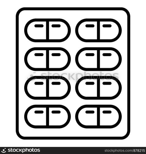 Capsule pack icon. Outline capsule pack vector icon for web design isolated on white background. Capsule pack icon, outline style