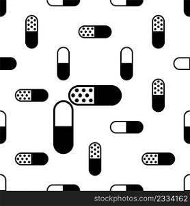 Capsule Pill Icon Seamless Pattern, Medicine Capsule Pill Icon, Pharmaceutical Dosage Vector Art Illustration