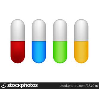 Capsule pill. Realistic pills blister with capsules on white background. Vector illustration.. Capsule pill. Realistic pills blister with capsules on white background. Vector stock illustration.