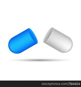 Capsule pill. Small balls pouring from an open medical capsule. Vector illustration.. Capsule pill. Small balls pouring from an open medical capsule. Vector stock illustration.