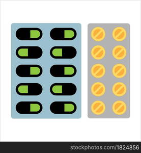 Capsule Pills Icon Vector Art Illustration