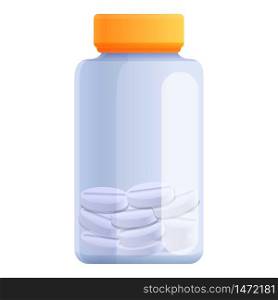 Capsule plastic jar icon. Cartoon of capsule plastic jar vector icon for web design isolated on white background. Capsule plastic jar icon, cartoon style