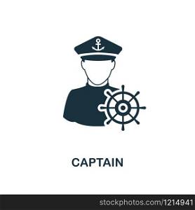 Captain icon. Monochrome style design from professions collection. UI. Pixel perfect simple pictogram captain icon. Web design, apps, software, print usage.. Captain icon. Monochrome style design from professions icon collection. UI. Pixel perfect simple pictogram captain icon. Web design, apps, software, print usage.