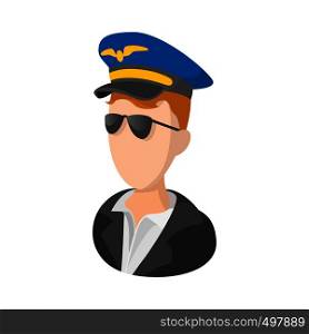 Captain of the aircraft cartoon icon on a white background. Captain of the aircraft cartoon icon