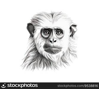 Capuchin monkey portrait hand drawn sketch. Vector illustration design.