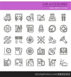 Car Accessories Elements , Thin Line and Pixel Perfect Icons