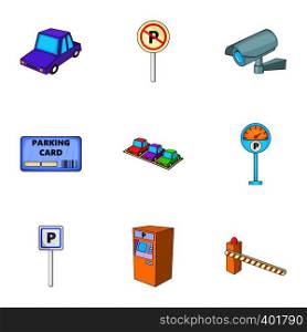 Car accommodation icons set. Cartoon illustration of 9 car accommodation vector icons for web. Car accommodation icons set, cartoon style