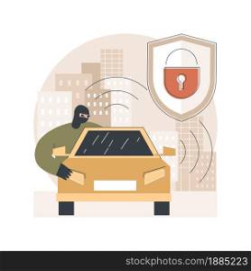 Car alarm system abstract concept vector illustration. Car anti-theft system, vehicle stealing statistics, professional sound alarm installation service, high-volume sound abstract metaphor.. Car alarm system abstract concept vector illustration.