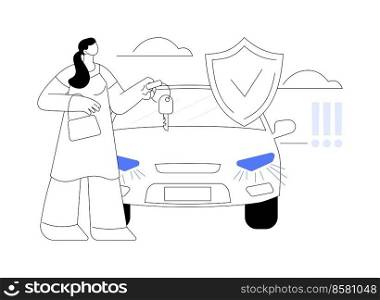 Car alarm system abstract concept vector illustration. Car anti-theft system, vehicle stealing statistics, professional sound alarm installation service, high-volume sound abstract metaphor.. Car alarm system abstract concept vector illustration.