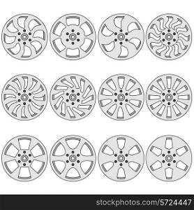Car alloy wheels, vector illustration