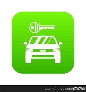 Car and key icon digital green for any design isolated on white vector illustration. Car and key icon digital green