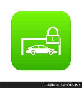 Car and padlock icon digital green for any design isolated on white vector illustration. Car and padlock icon digital green