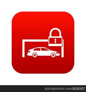 Car and padlock icon digital red for any design isolated on white vector illustration. Car and padlock icon digital red