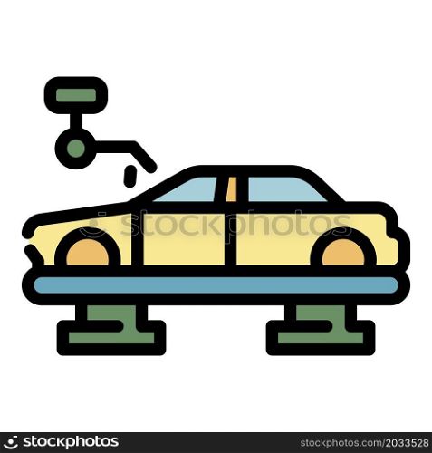 Car assembly line icon. Outline car assembly line vector icon color flat isolated. Car assembly line icon color outline vector