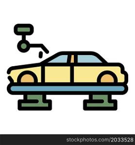 Car assembly line icon. Outline car assembly line vector icon color flat isolated. Car assembly line icon color outline vector