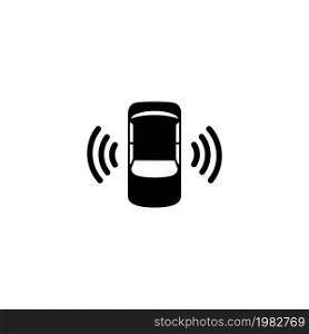 Car Assistant and Traffic Monitoring System. Flat Vector Icon. Simple black symbol on white background. Car Assistant and Traffic Monitoring System Flat Vector Icon