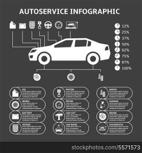 Car auto service infographics design elements with mechanical parts icons vector illustration