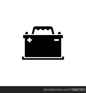 Car Battery. Accumulator Battery Energy Power. Flat Vector Icon. Simple black symbol on white background. Car Battery. Accumulator Battery Energy Power Flat Vector Icon