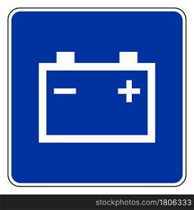 Car battery and road sign