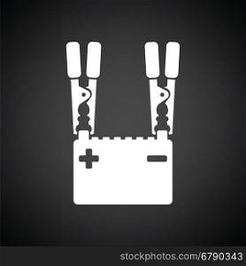 Car battery charge icon. Black background with white. Vector illustration.