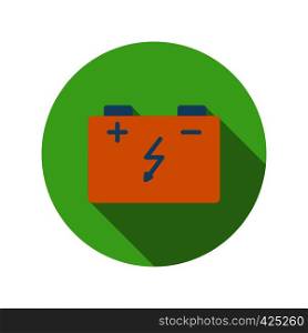 Car battery flat icon on a white background. Car battery flat icon