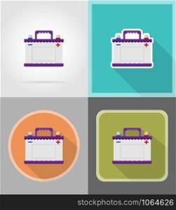 car battery flat icons vector illustration isolated on background