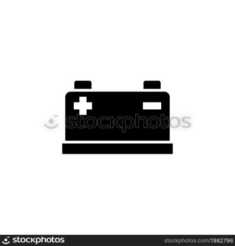 Car Battery. Flat Vector Icon. Simple black symbol on white background. Car Battery Flat Vector Icon