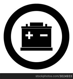 Car battery icon black color in circle vector illustration isolated