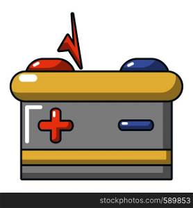 Car battery icon. Cartoon illustration of car battery vector icon for web design. Car battery icon, cartoon style