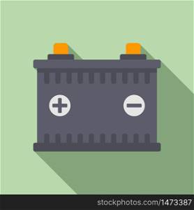 Car battery icon. Flat illustration of car battery vector icon for web design. Car battery icon, flat style