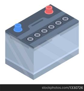 Car battery icon. Isometric of car battery vector icon for web design isolated on white background. Car battery icon, isometric style