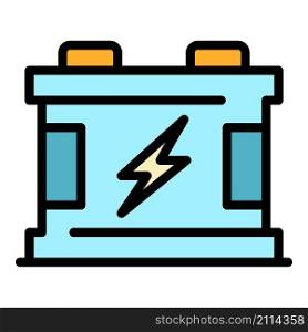 Car battery icon. Outline car battery vector icon color flat isolated. Car battery icon color outline vector