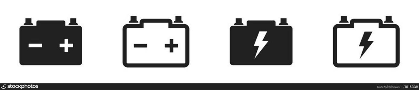 Car battery icon set. Car accumulator symbol collection. EPS 10.. Car battery icon set. Car accumulator symbol collection.