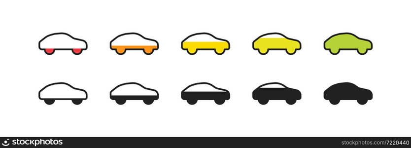 Car battery level illustration. Car charge state icon set in vector flat style.