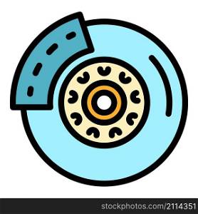 Car brake disc icon. Outline car brake disc vector icon color flat isolated. Car brake disc icon color outline vector
