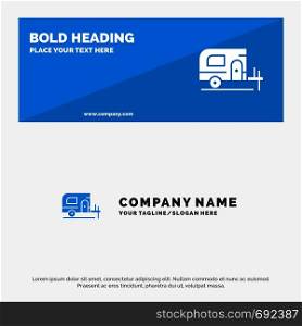 Car, Camp, Spring SOlid Icon Website Banner and Business Logo Template