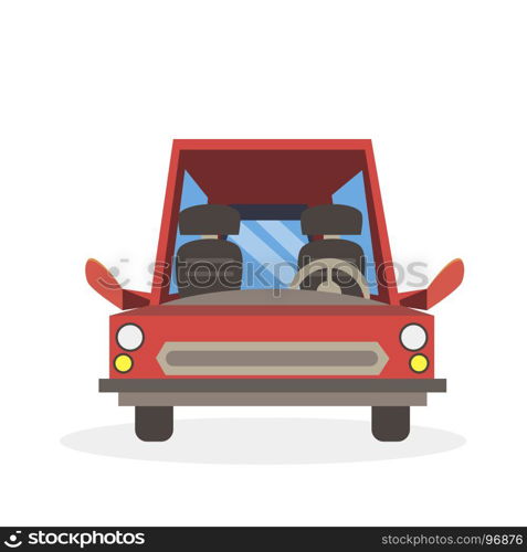 Car cartoon red vector illustration side view isolated road vehicle flat funny sign